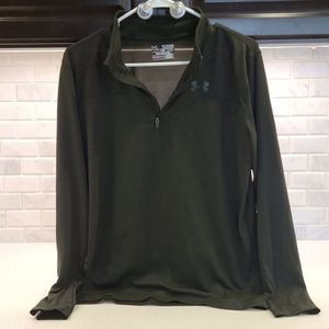 Under Armour Boys XL Drifit 1/4 Zip ARMY GREEN